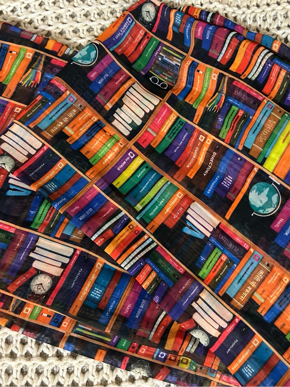 Multicolor Bookshelf Print Infinity Scarf Library Teacher